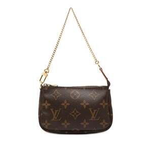 LOUIS VUITTON Brown Monogram Leather Pochette Pouch